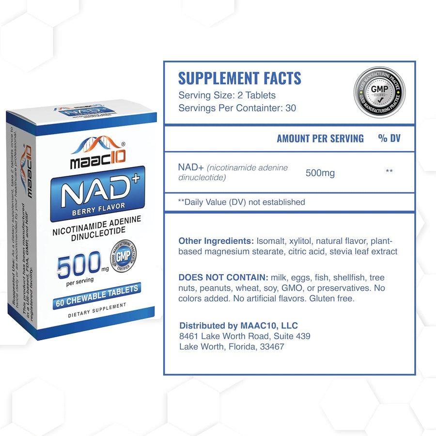 NAD+ 500mg Great Tasting Easy Chews Berry Flavored