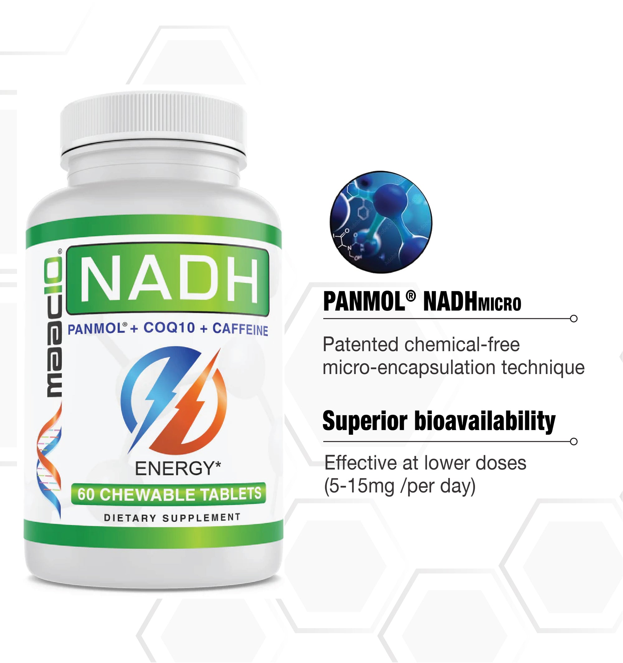 MAAC10 Caffeine Energy - Fast Acting Chewable Tablet with NADH