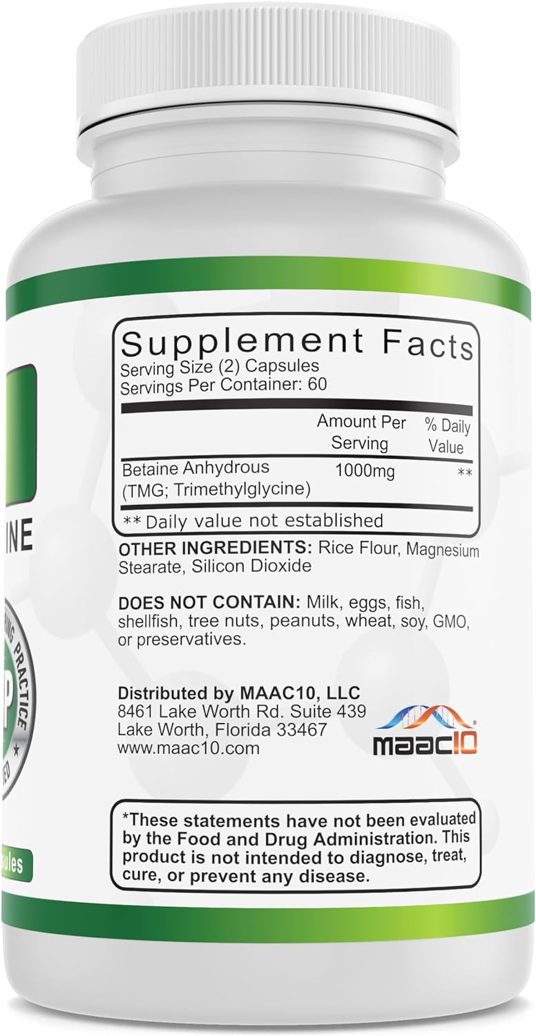MAAC10 TMG Trimethylglycine 1000mg (120 Capsules)