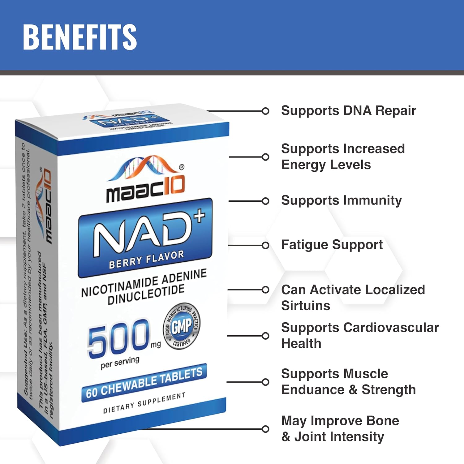 NAD+ 500mg Great Tasting Easy Chews Berry Flavored