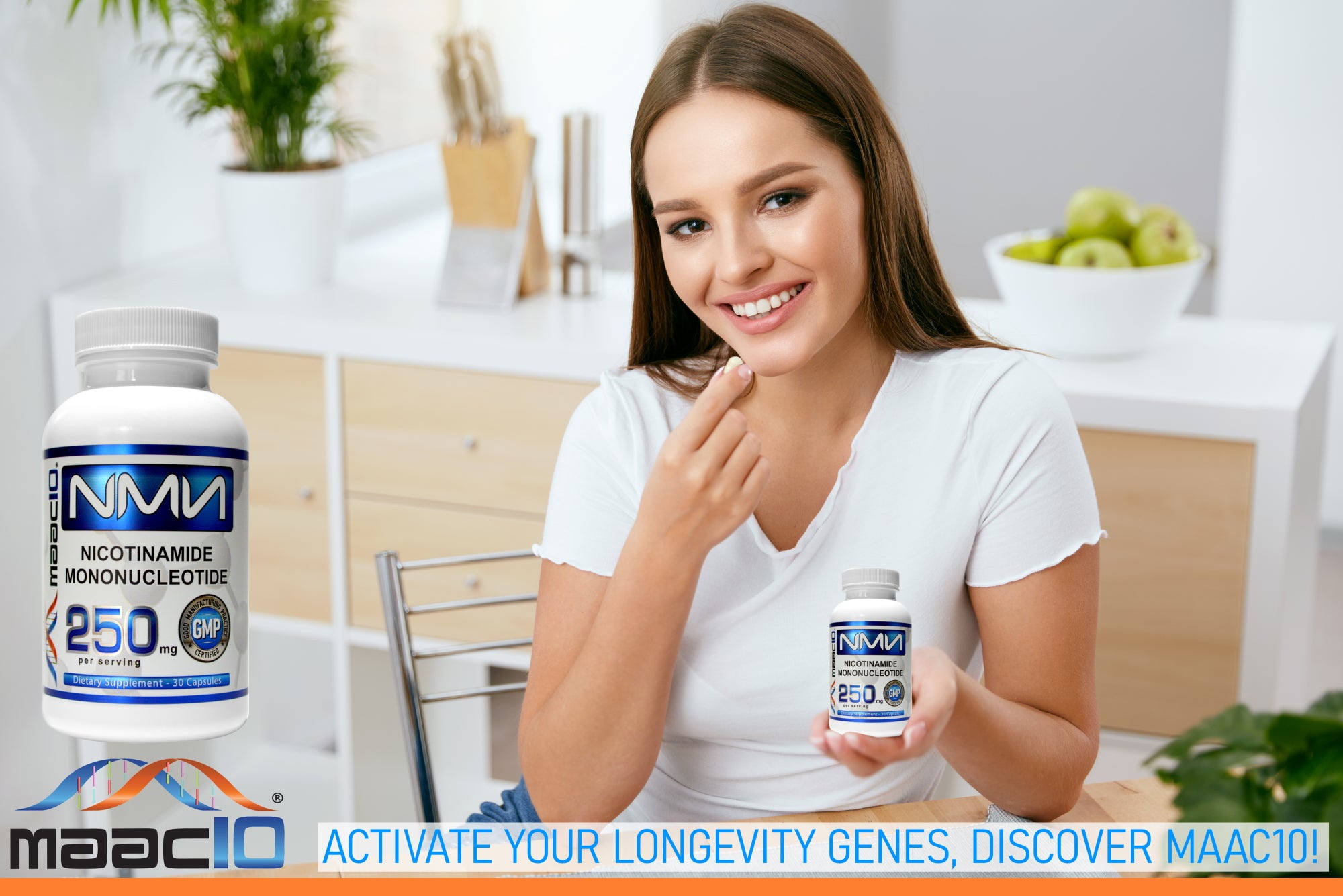 MAAC10 NMN (3-Pack) 250mg Capsules - Genuine NMN Nicotinamide Mononucleotide NAD+ Supplement