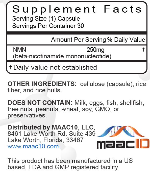 MAAC10 NMN 250MG NAD+ Support (30 250MG CAPS)