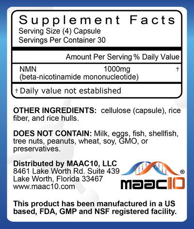 MAAC10 (NMN) 1000MG Serving NAD+ Supplement.