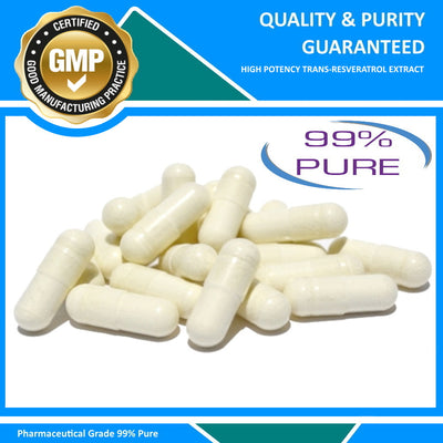 MAAC10 - Trans Resveratrol 500mg 3-Pack, Very High Potency Formulation (99% Pure Micronized Trans-Resveratrol Extract + BioPerine)